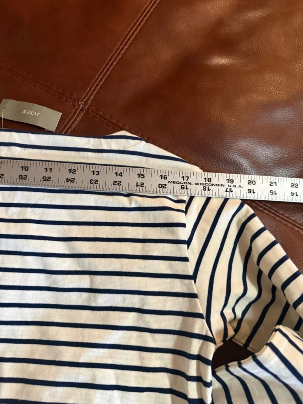 J. Crew Mariner Stripe Cropped Pearl Fringe Boatneck Top XS NWT - Picture 10 of 11